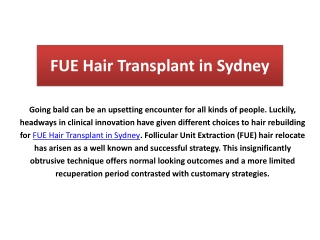 FUE Hair Transplant in Sydney