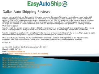 Dallas Auto Shipping Reviews