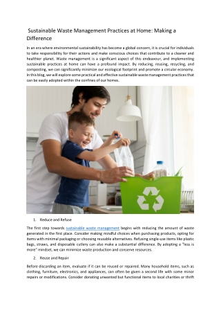 Sustainable Waste Management Practices at Home