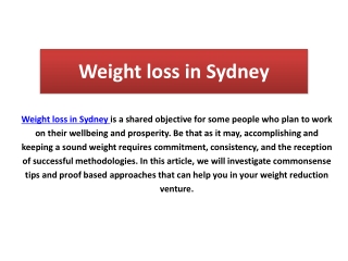 Weight loss in Sydney