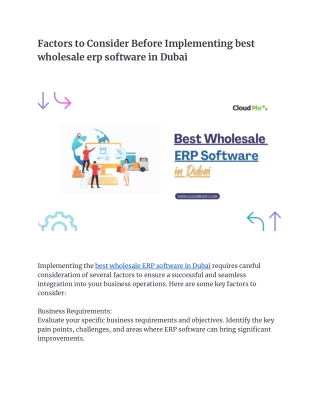 Factors to Consider Before Implementing best wholesale erp software in Dubai