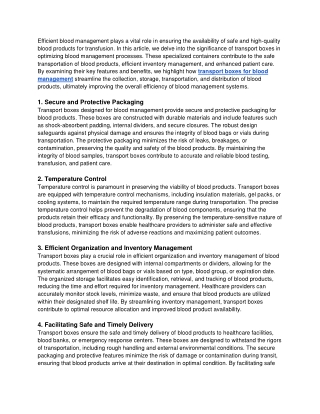 How Transport Boxes Contribute to Efficient Blood Management