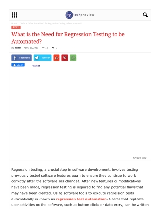 What is the Need for Regression Testing to be Automated