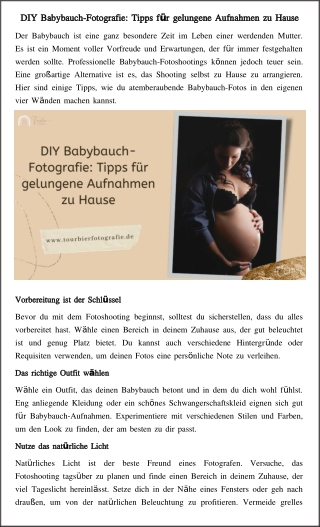 DIY Babybauch Shooting Fotografie: Tipps für gelungene Aufnahmen zu Hause