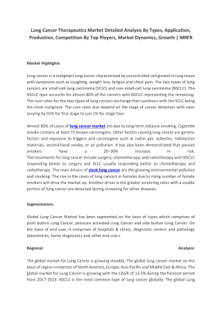 Lung Cancer Market Research, Growth Opportunities, Demand and Forecasts, 2030