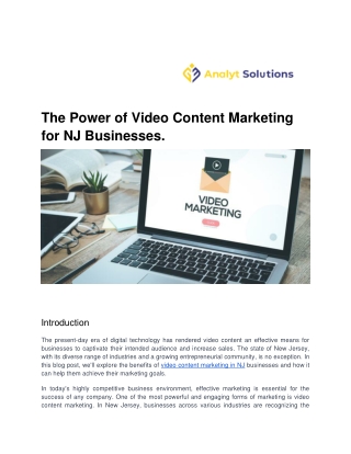 The Power of Video Content Marketing for NJ Businesses.