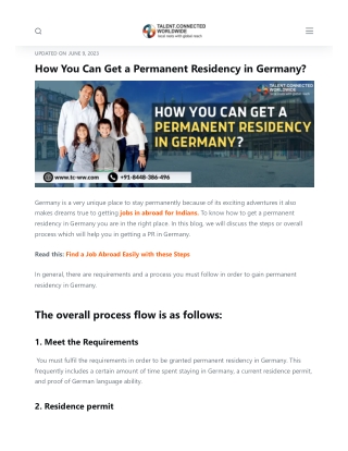 Permanant residency in germany