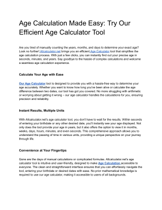 Age Calculation Made Easy_ Try Our Efficient Age Calculator Tool