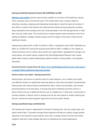 Hearing Loop Market Latest Amendments and Future Outlook by 2029