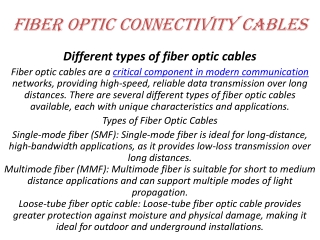 fiber optic connectivity cables