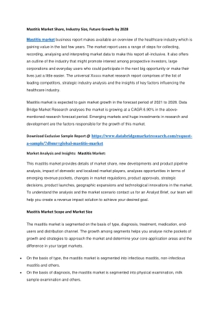 Mastitis Market Share, Industry Size, Future Growth by 2028