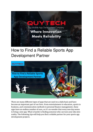 Find a Reliable Sports App Development Partner