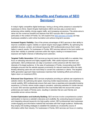 What Are the Benefits and Features of SEO Services?