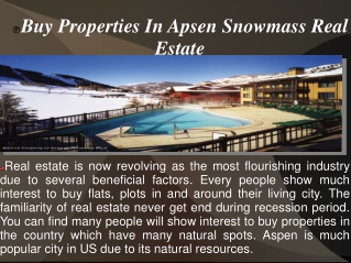 Buy Properties In Apsen