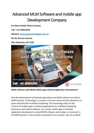 Advanced MLM Software and mobile app Development Company