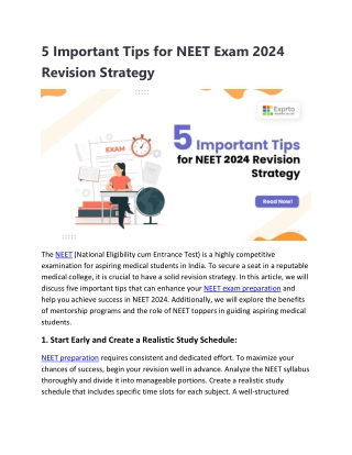 5 Important Tips for NEET Exam 2024 Revision Strategy