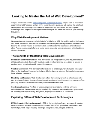 Looking to Master the Art of Web Development?