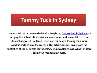 Tummy Tuck in Sydney
