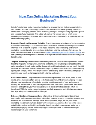 How Can Online Marketing Boost Your Business?