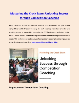 Mastering the Crack Exam: Unlocking Success through Competition Coaching