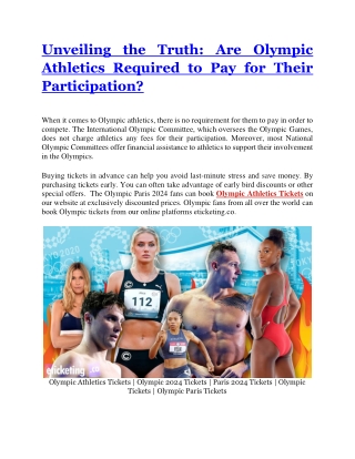 Unveiling the Truth Are Olympic Athletics Required to Pay for Their Participation