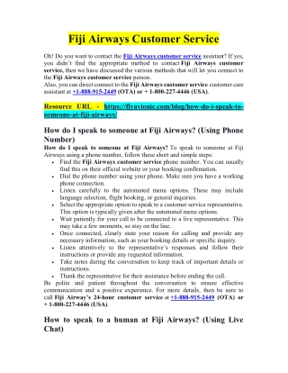 Fiji Airways Customer Service |  1-888-915-2449