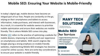 Mobile SEO: Ensuring Your Website is Mobile-Friendly