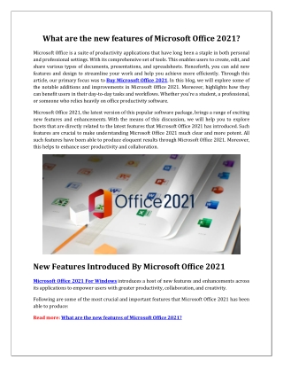 What are the new features of Microsoft Office 2021