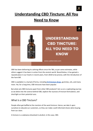 Understanding CBD Tincture: All You Need to Know