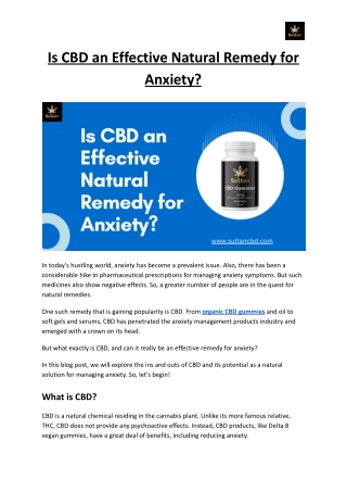 Is CBD an Effective Natural Remedy for Anxiety?