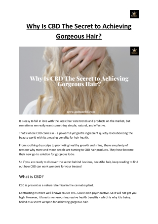 Why Is CBD The Secret to Achieving Gorgeous Hair?