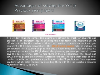 Advantages of solving the SSC JE Previous year papers