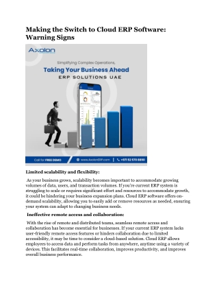 Making the Switch to Cloud ERP Software Warning Signs