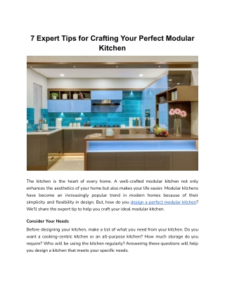 7 Expert Tips for Crafting Your Perfect Modular Kitchen