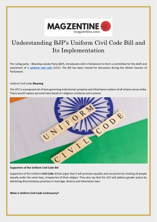 Understanding BJP’s Uniform Civil Code Bill and Its Implementation