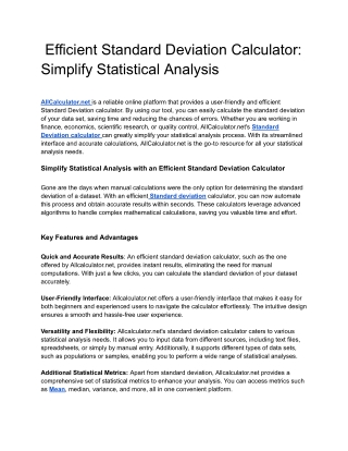 Efficient Standard Deviation Calculator_ Simplify Statistical Analysis