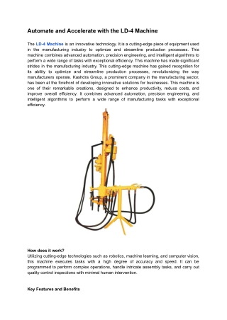 Automate and Accelerate with the LD-4 Machine