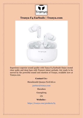 Tranya F4 Earbuds | Tranya.com