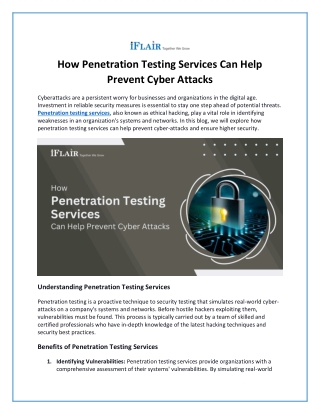 How Penetration Testing Services Can Help Prevent Cyber Attacks