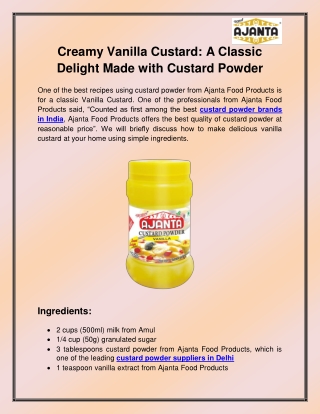 Custard Powder Brands In India