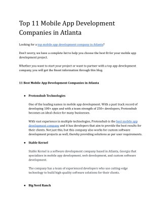 Top 11 Mobile App Development Companies in Atlanta