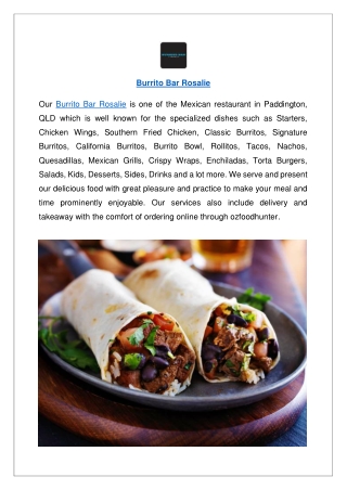 Up to 10% off Burrito Bar Rosalie Paddington Menu- Order now