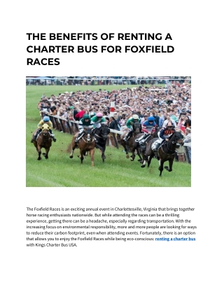 THE BENEFITS OF RENTING A CHARTER BUS FOR FOXFIELD RACES