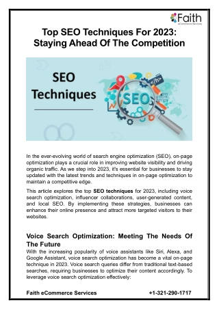 Top SEO Techniques For 2023 Staying Ahead Of The Competition