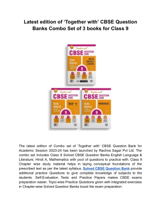 Most recommended Combo of CBSE Question Bank for Class 9 for Session 2023-24