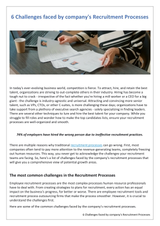 6 Challenges faced by company's Recruitment Processes
