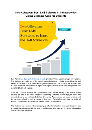 Swa-Adhyayan, Best LMS Software in India provides Online Learning Apps for Students