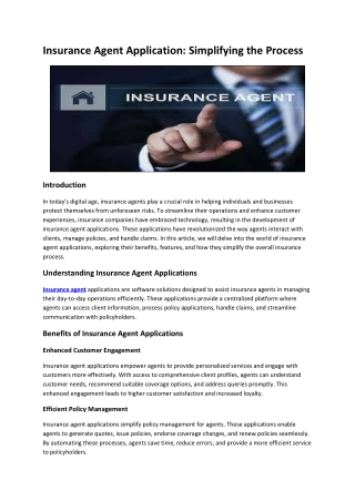 Insurance Agent Application: Simplifying the Process