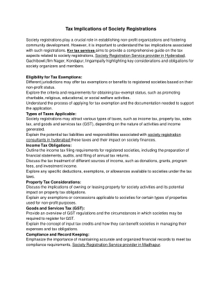 Tax Implications of Society Registrations