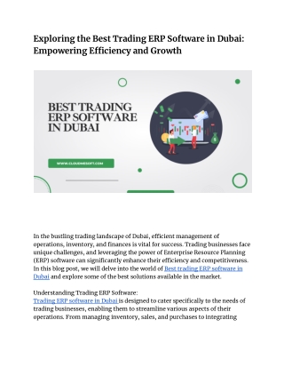 Exploring the Best Trading ERP Software in Dubai_ Empowering Efficiency and Growth